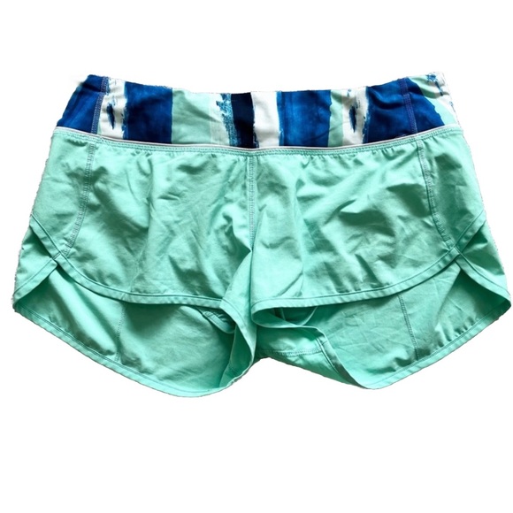 LULULEMON SPEED GREEN MULTI - COLOR POCKET SHORTS SIZE 8 RUNNING EXERCISE - Picture 7 of 7